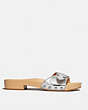 COACH®,BLEEKER SANDAL,metallicleather,Silver,Angle View