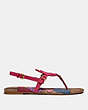 COACH®,JERI SANDAL WITH LOVE,Leather,Dark Pink/Tan,Angle View