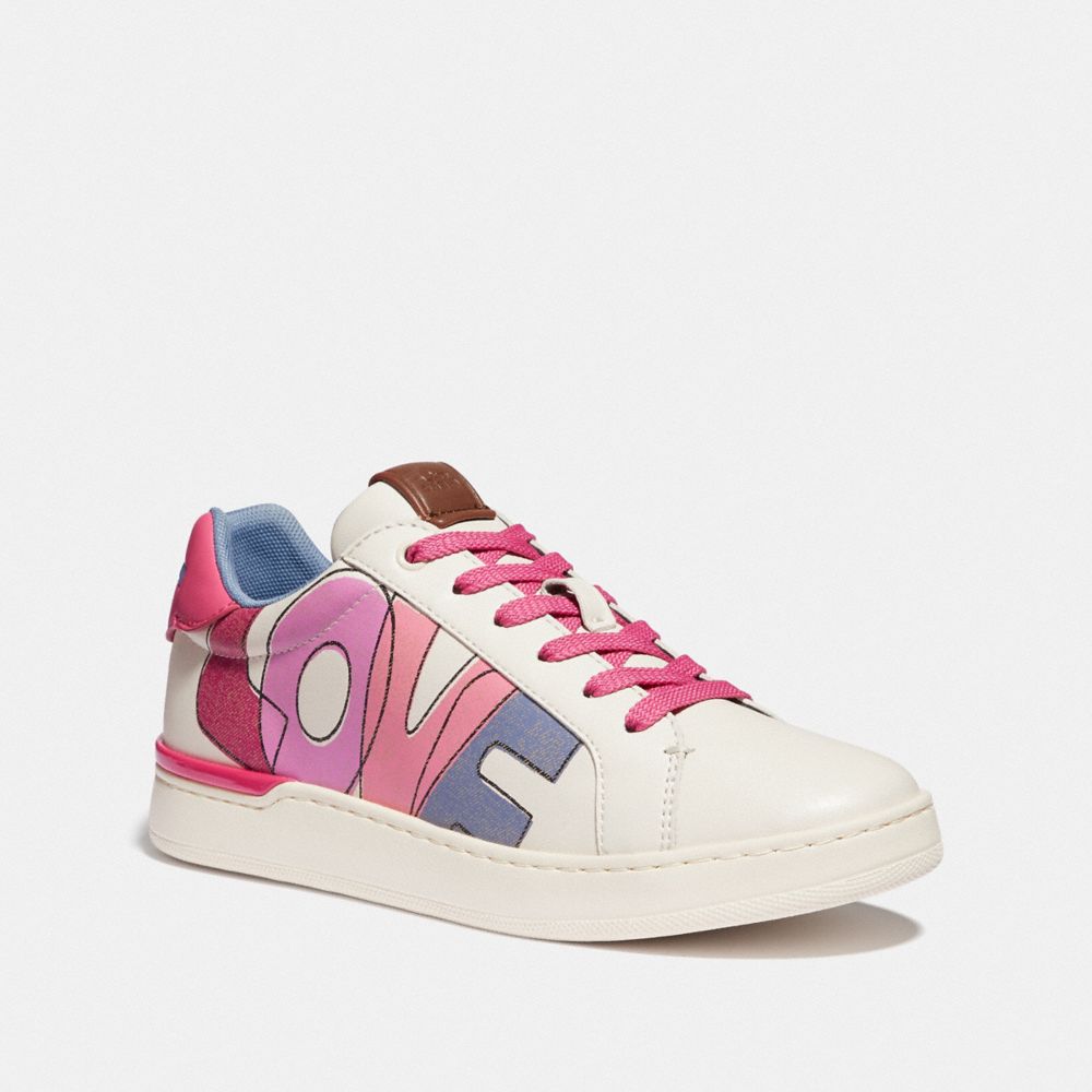COACH®,LOWLINE LOW TOP SNEAKER,Leather,Chalk/Confetti,Front View