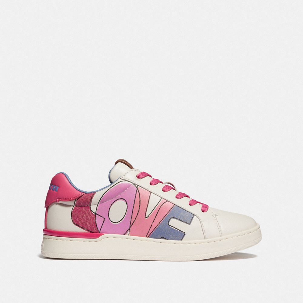 COACH®,LOWLINE LOW TOP SNEAKER,Leather,Chalk/Confetti,Angle View