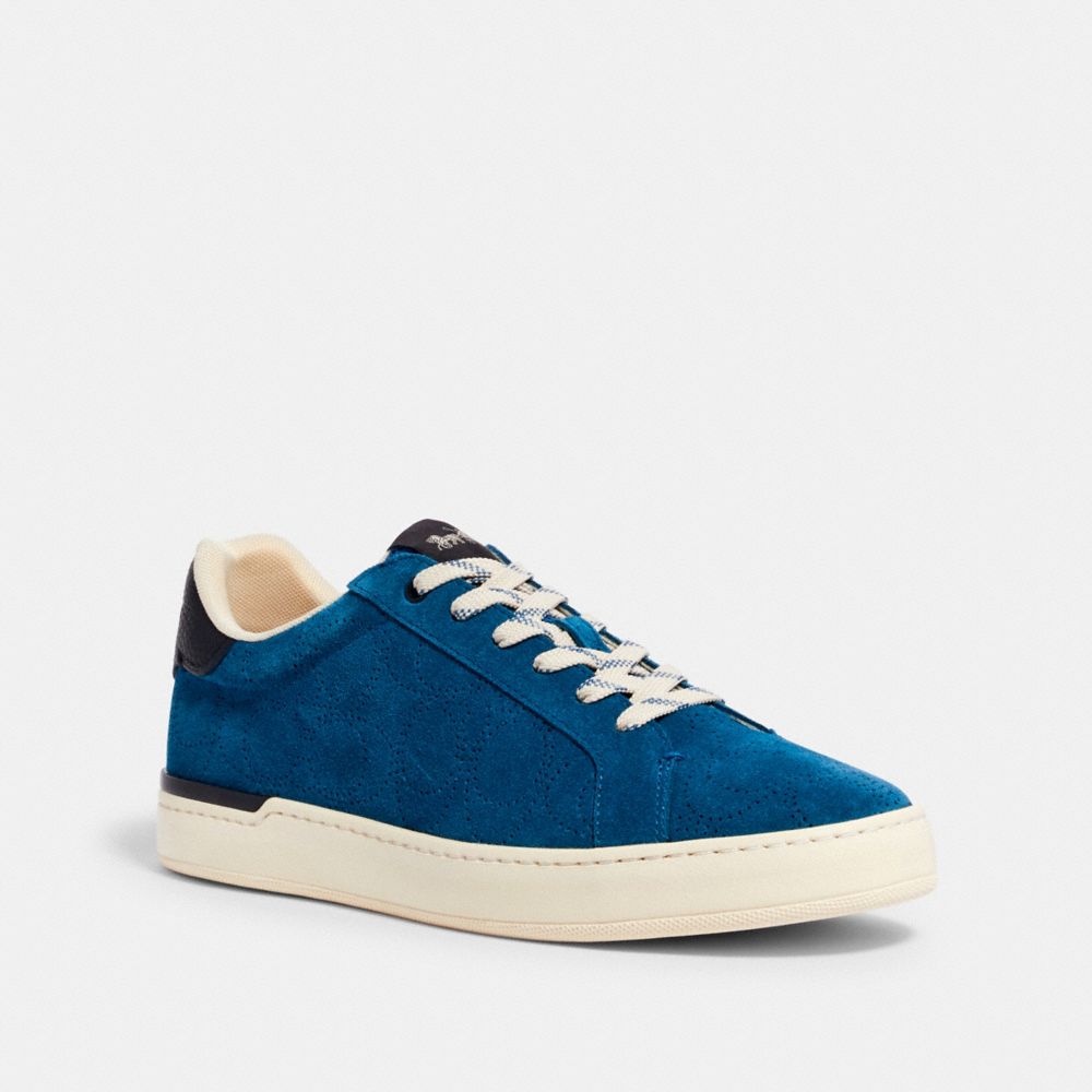 COACH®,CLIP LOW TOP SNEAKER,Suede,Bright Cobalt,Front View