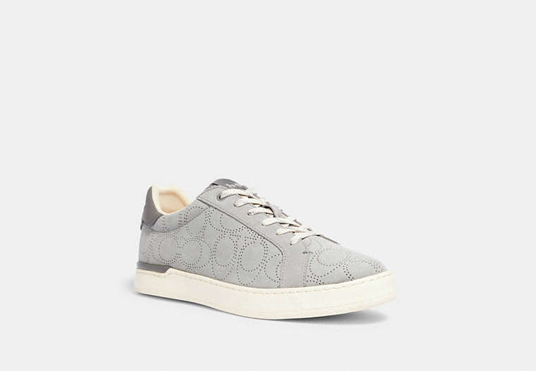 COACH®,CLIP LOW TOP SNEAKER,Suede,Washed Steel,Front View