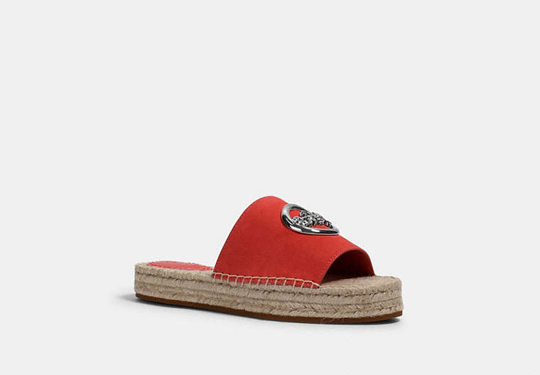 COACH®,CAMILLE ESPADRILLE,Suede,SALMON,Front View