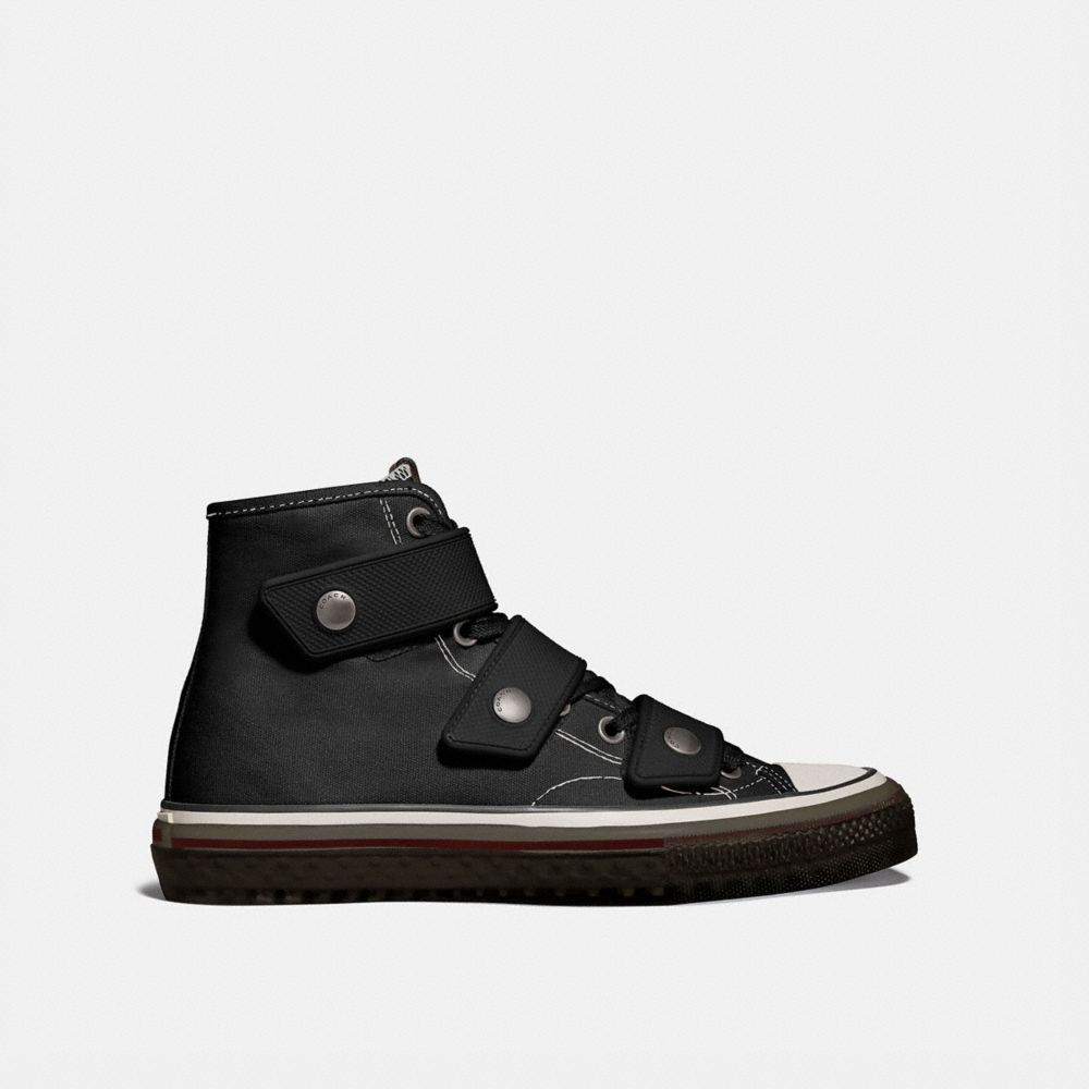 COACH®,High Top Button Up Sneaker,,Angle View