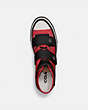 COACH®,HIGH TOP BUTTON UP SNEAKER,canvas,Red.,Inside View,Top View