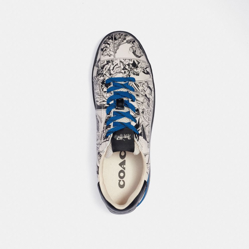 COACH®,Coach │ Marvel Clip Low Top Sneaker With Comic Book Print,,Inside View,Top View