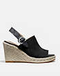 COACH®,POPPY WEDGE,Suede,Black,Angle View