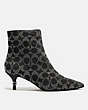 COACH®,JEWEL BOOTIE,Suede,Black,Angle View