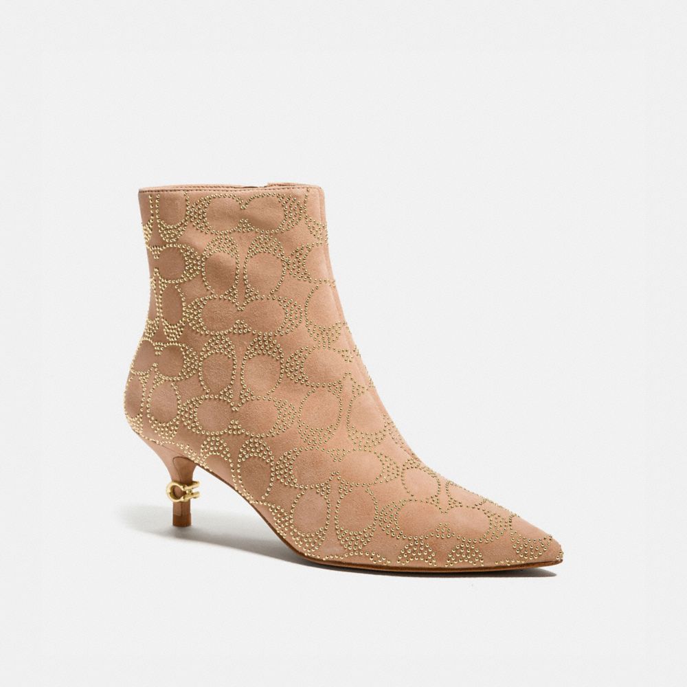 Donatee Low Heels Ankle Boots In Beige Leather In White