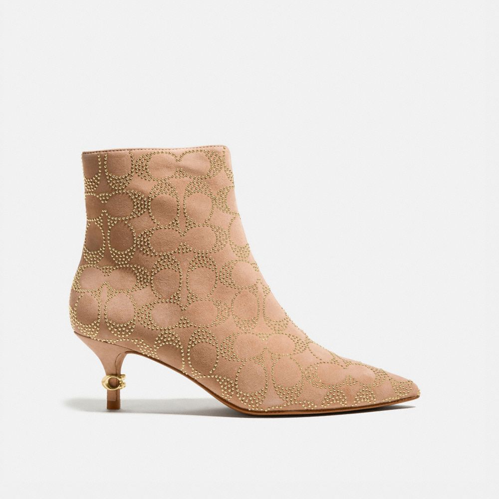 COACH®,JEWEL BOOTIE,Suede,Beechwood,Angle View