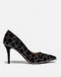 COACH®,WAVERLY PUMP,Suede,Black,Angle View