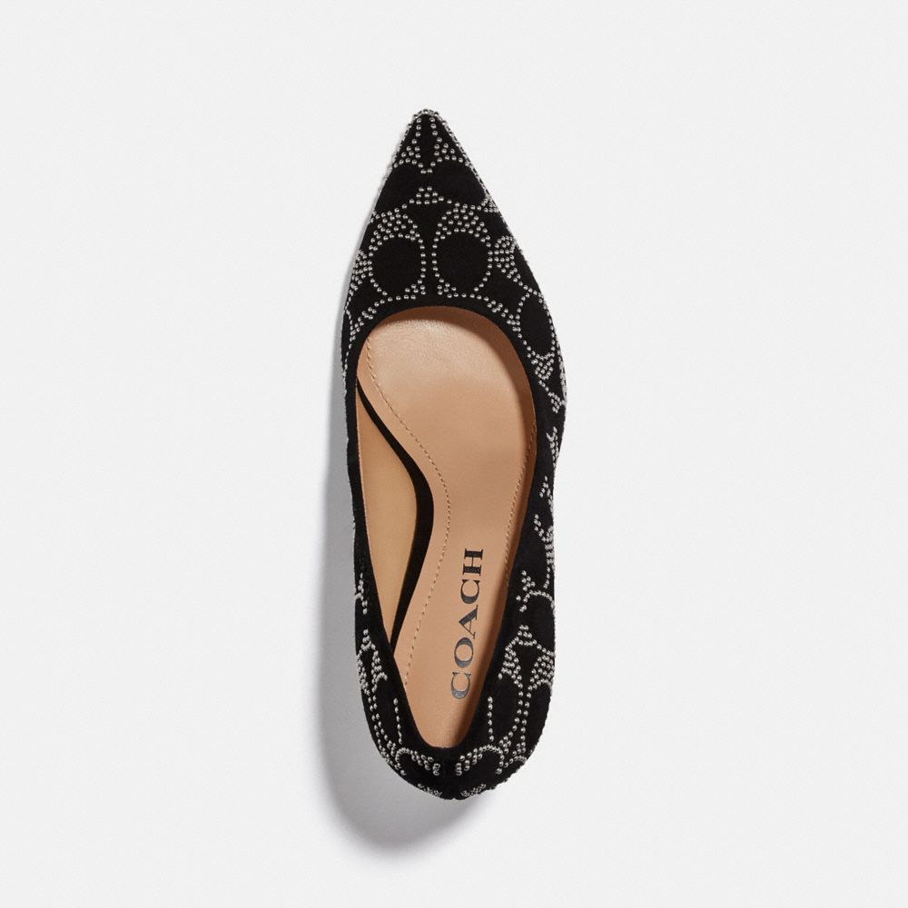 COACH®,WAVERLY PUMP,Suede,Black,Inside View,Top View