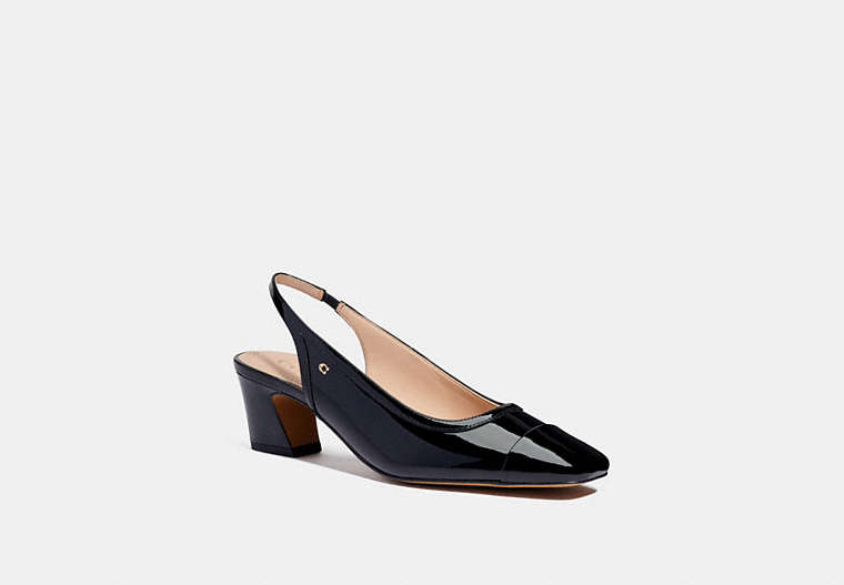 COACH®,DANI SLINGBACK,Patent Leather,Black,Front View image number 0