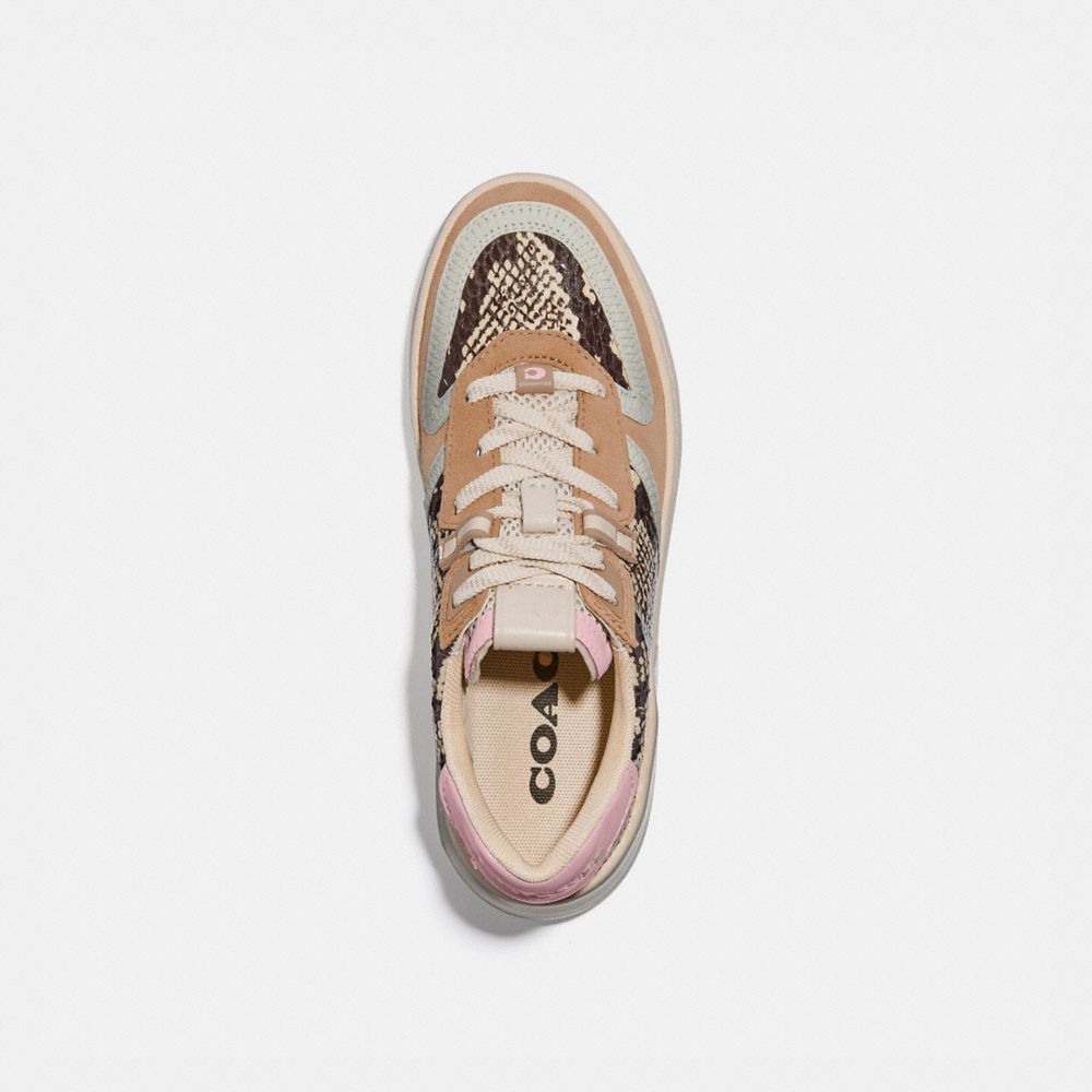 COACH®,BASKETS CITYSOLE COURT EN PEAU DE SERPENT,mélange de matériaux,Hêtre/Aurore,Inside View,Top View