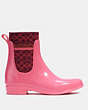 COACH®,RIVINGTON RAIN BOOTIE,Rubber/Fabric,Bright Watermelon,Angle View