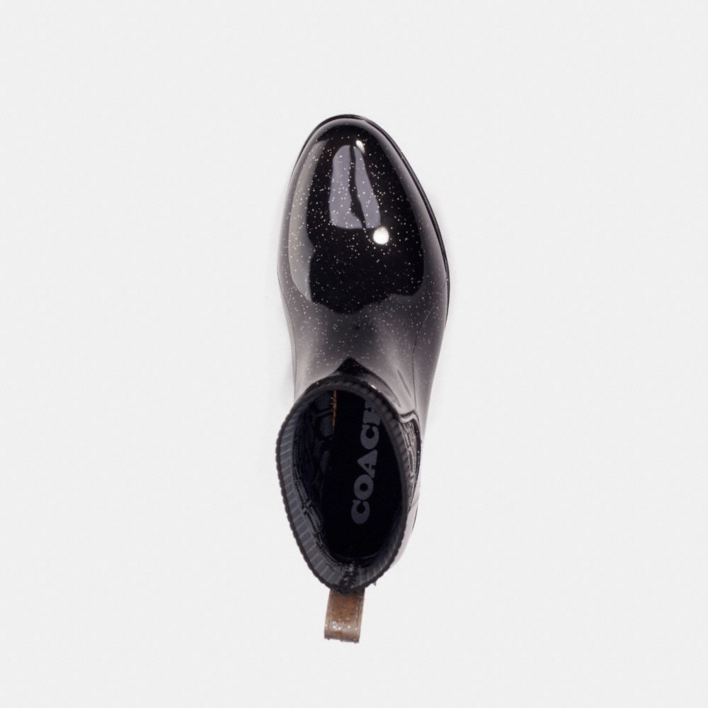 COACH®,RAIN BOOTIE,Black Glitter,Inside View,Top View