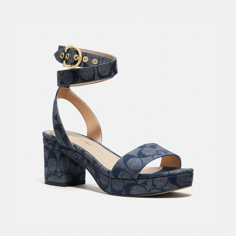 COACH®,SERENA SANDAL,Denim,CHAMBRAY,Front View image number 0