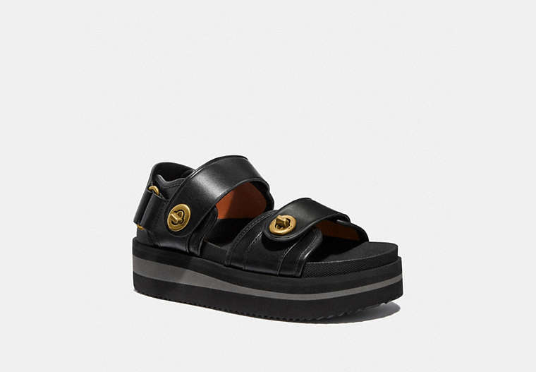 COACH®,TRAIL SANDAL,mixedmaterial,Black,Front View