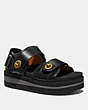 COACH®,TRAIL SANDAL,mixedmaterial,Black,Front View