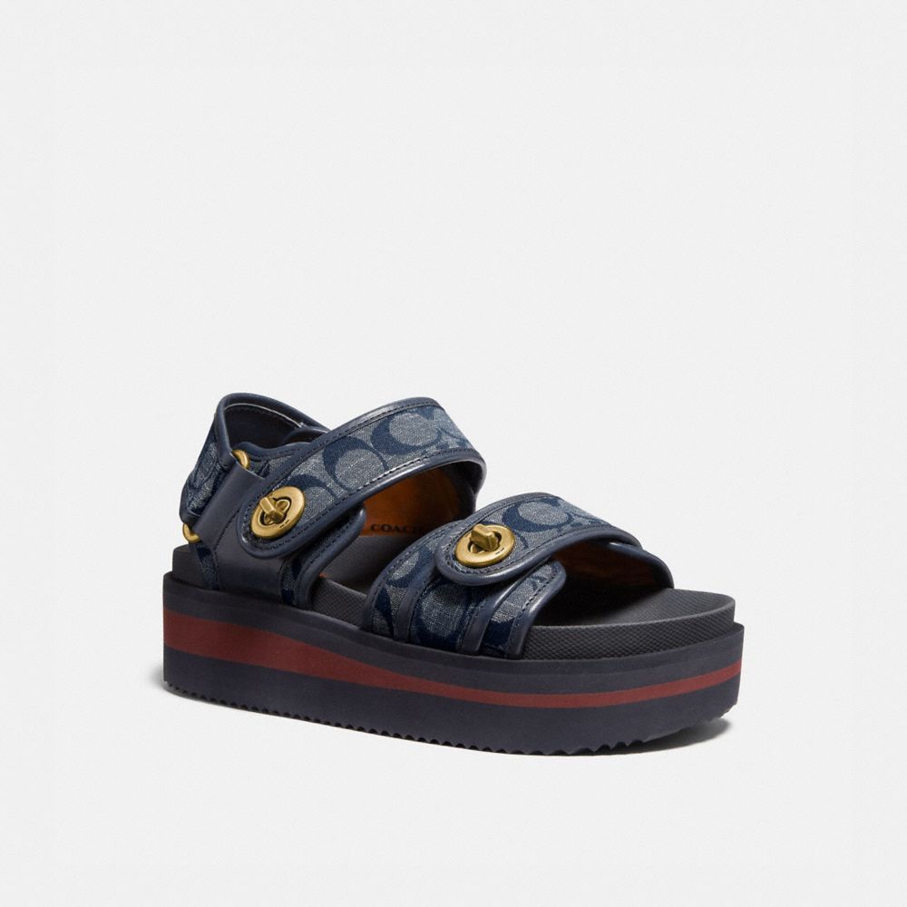 COACH®,TRAIL SANDAL,Mixed Material,CHAMBRAY,Front View image number 0