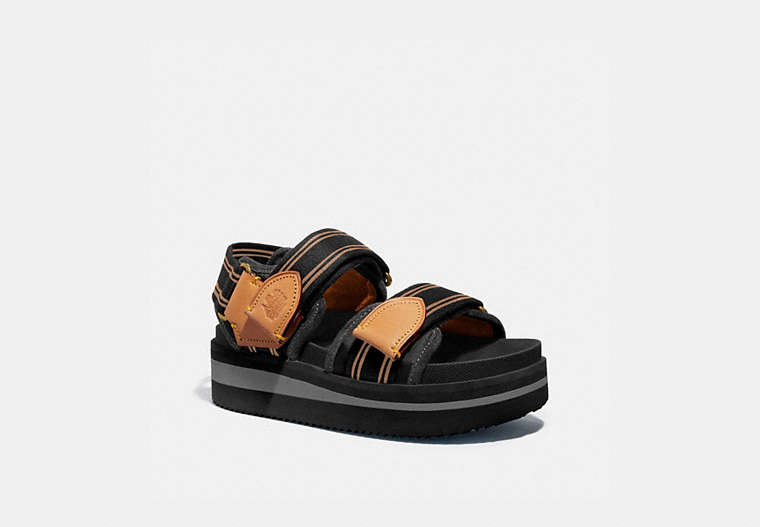 COACH®,TRAIL SANDAL,mixedmaterial,Black,Front View image number 0