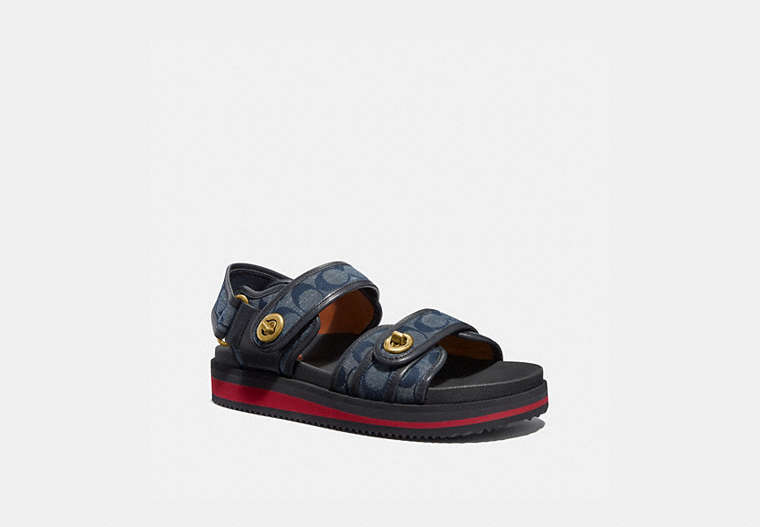 COACH®,TURNLOCK TRAIL SANDAL,Mixed Material,CHAMBRAY,Front View image number 0