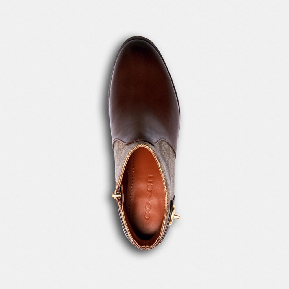 COACH®,BOTTINES DENI,mélange de matériaux,Noyer/Kaki,Inside View,Top View