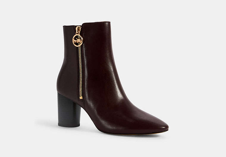COACH®,IRIS BOOTIE,Leather,Cranberry,Front View