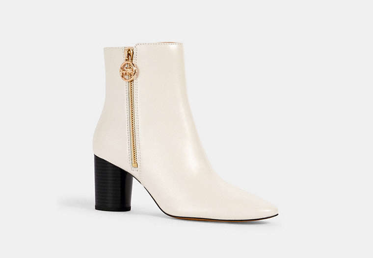COACH®,IRIS BOOTIE,Leather,Chalk,Front View