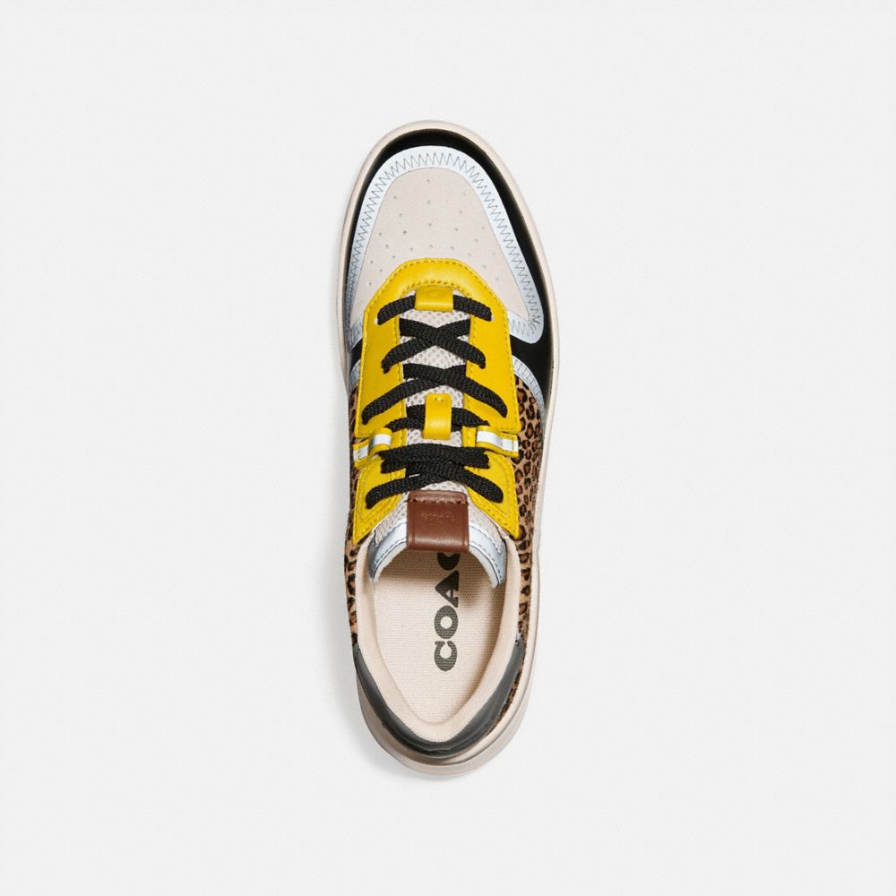 COACH®,Citysole Court Sneaker,Leather,Rubber,Casual,Pattern,Mixed Media,Logo,Embossed,Perforated,Color Block,Flexible,Trac...,Multi Color,Inside View,Top View