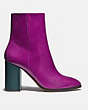 COACH®,BRIELLE BOOTIE,Leather,Dark Magenta,Angle View