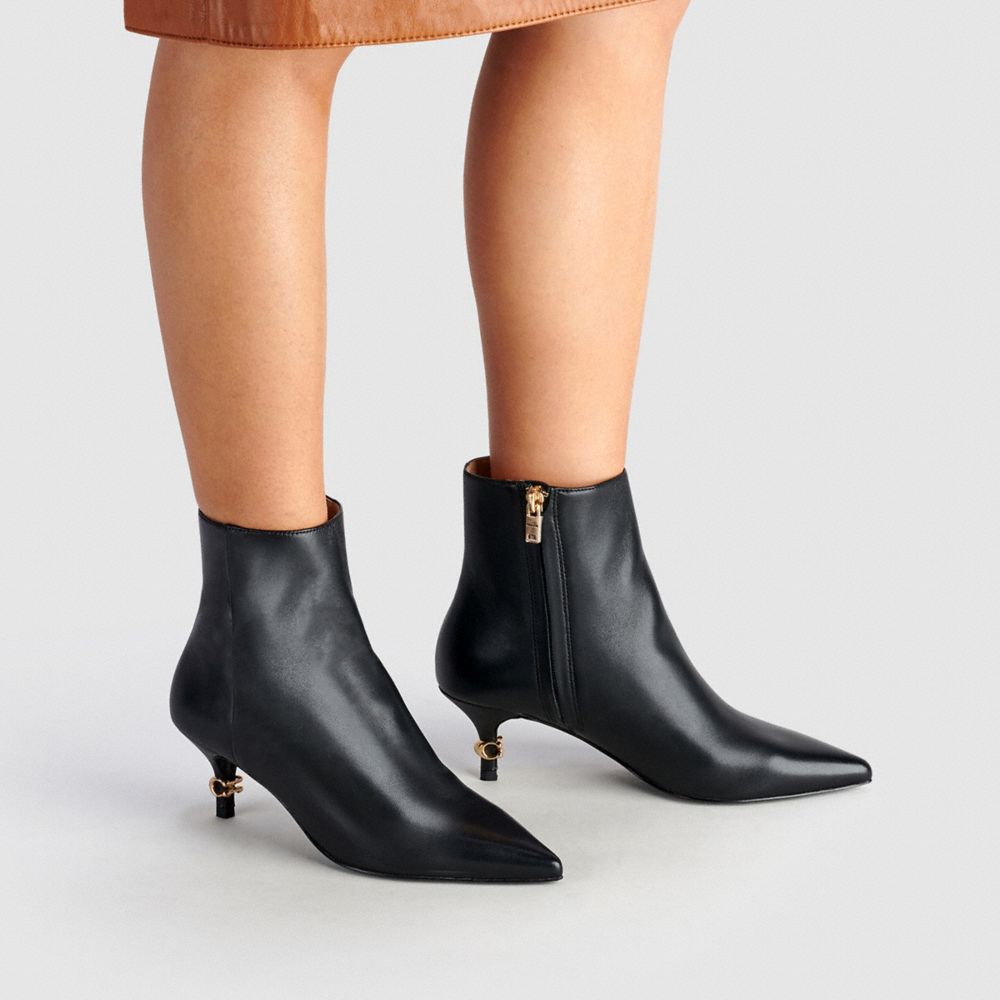 leather ankle boots with jewel details