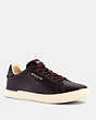 COACH®,CLIP LOW TOP SNEAKER,mixedmaterial,Deep Eggplant Charcoal,Front View