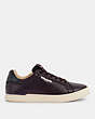 COACH®,CLIP LOW TOP SNEAKER,mixedmaterial,Deep Eggplant Charcoal,Angle View