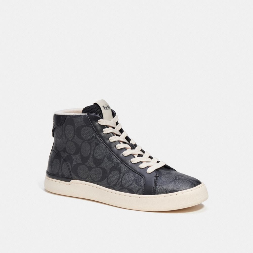 COACH®,CLIP HIGH TOP SNEAKER,Charcoal/Black,Front View