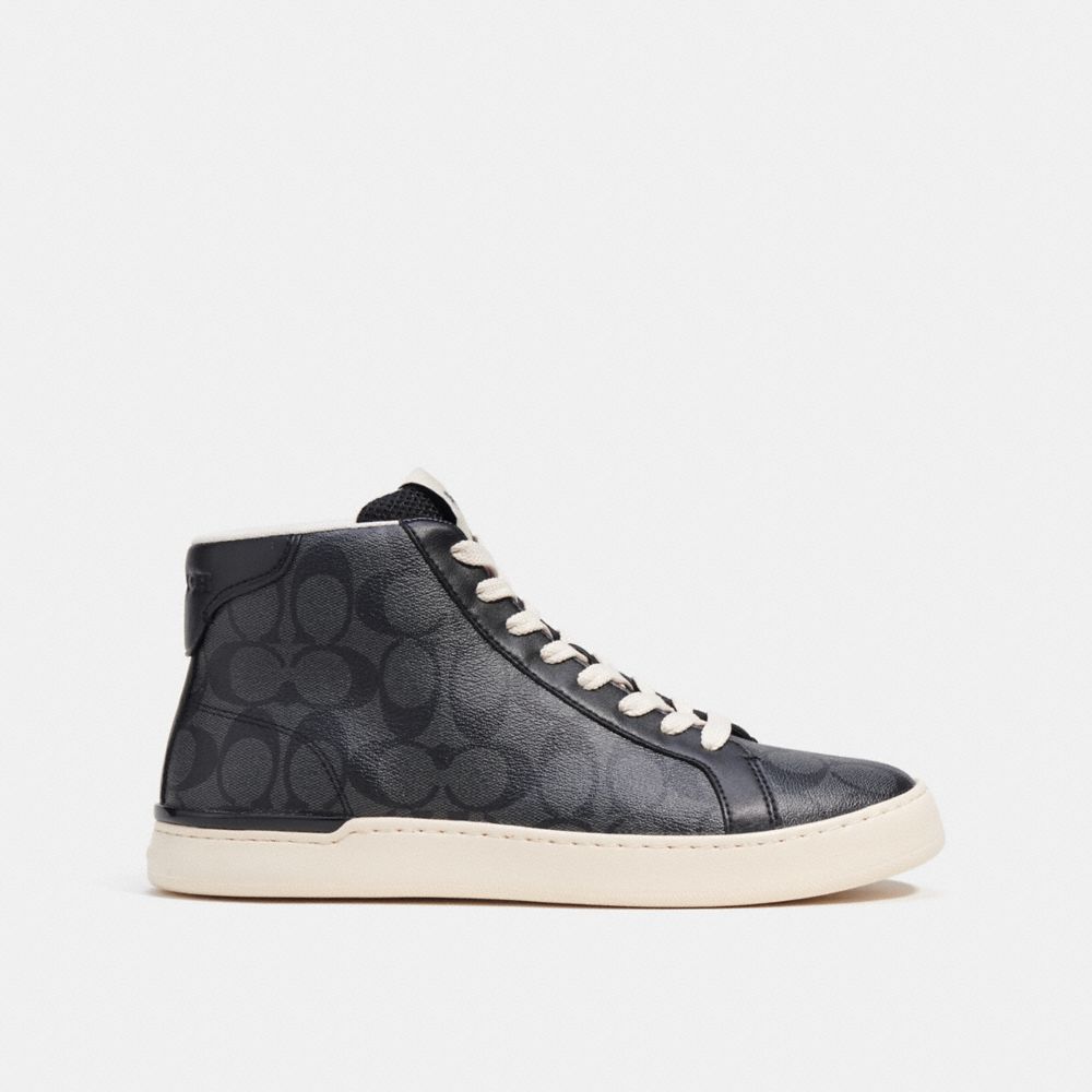COACH®,CLIP HIGH TOP SNEAKER,Charcoal/Black,Angle View