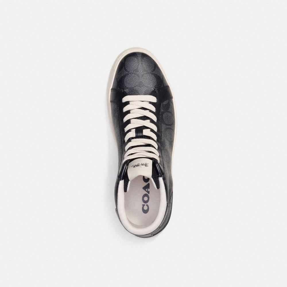 COACH®,CLIP HIGH TOP SNEAKER,Charcoal/Black,Inside View,Top View