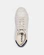 COACH®,CLIP LOW TOP SNEAKER,Leather,CHALK/NAVY,Inside View,Top View