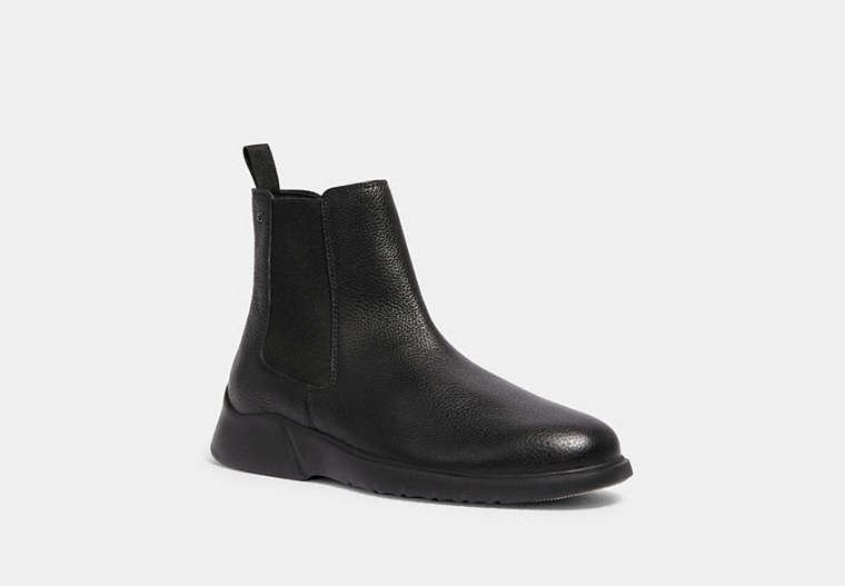 COACH®,CITYSOLE CHELSEA BOOT,Pebbled Leather,Black,Front View