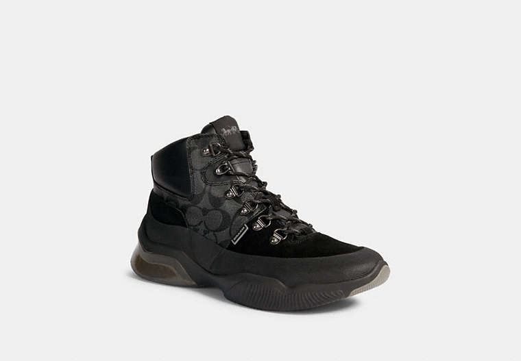 COACH®,CITYSOLE HIKER,mixedmaterial,Charcoal/Black,Front View