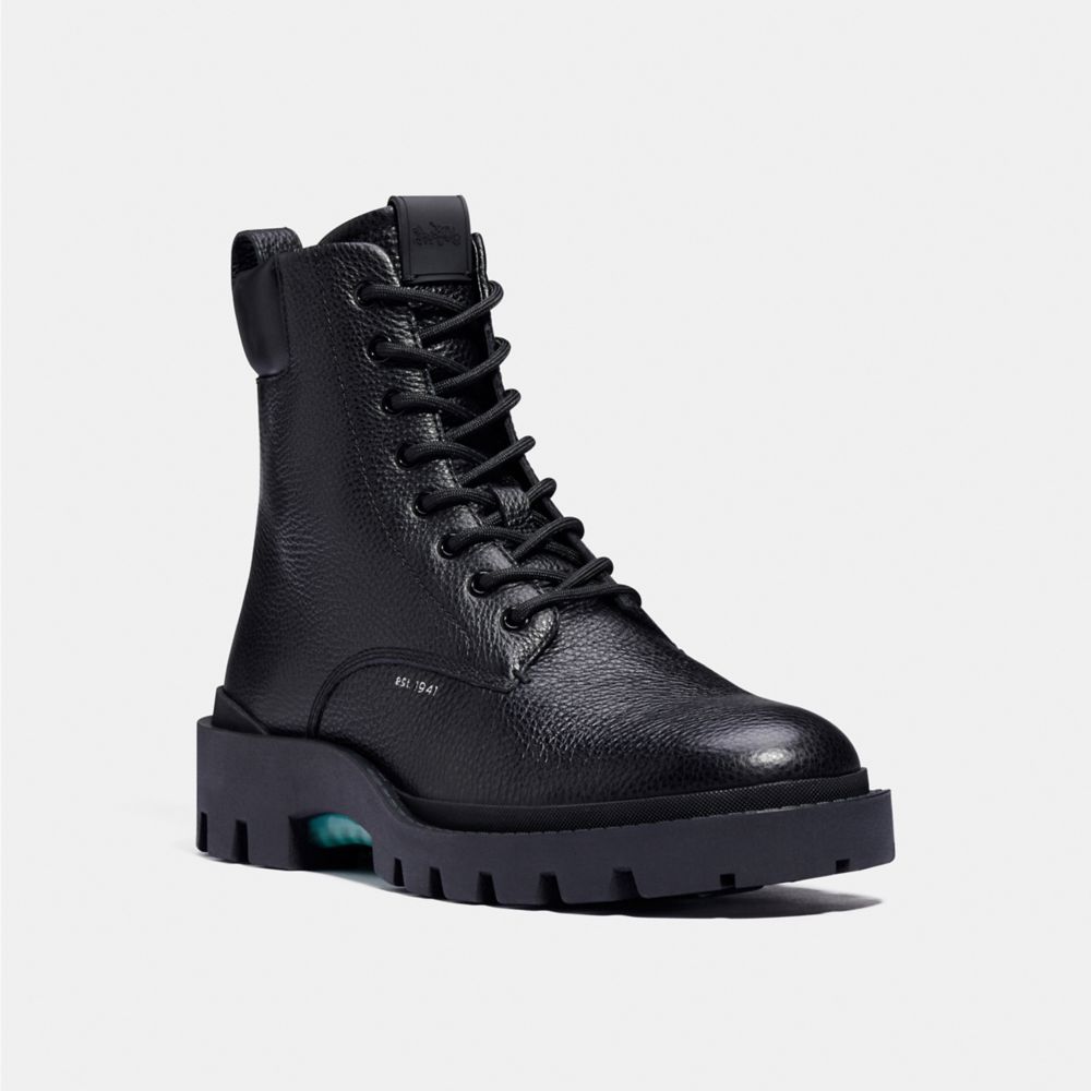 COACH®,CITYSOLE BOOT,Pebbled Leather,Black,Front View