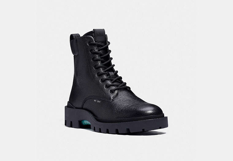 COACH®,CITYSOLE BOOT,Pebbled Leather,Black,Front View