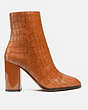 COACH®,BRIELLE BOOTIE,Leather,BURNISHED AMBER,Angle View