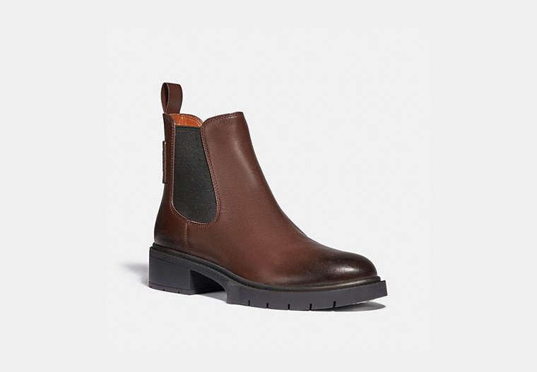 COACH®,LYDEN BOOTIE,Leather,Walnut Brown,Front View