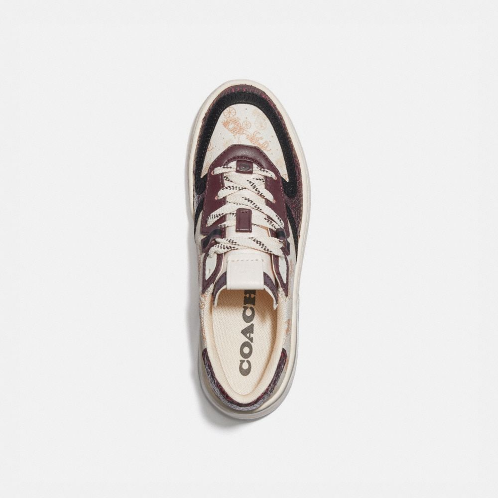 COACH®,Citysole Court Sneaker With Horse And Carriage Print And Snakeskin Detail,,Inside View,Top View