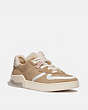 COACH®,CITYSOLE COURT SNEAKER,Suede/Leather,Oat,Front View