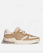COACH®,CITYSOLE COURT SNEAKER,Suede/Leather,Oat,Angle View