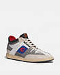 COACH®,CITYSOLE MID TOP SNEAKER,Leather,Chk/Hthr Gry,Front View