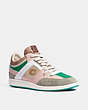 COACH®,CITYSOLE MID TOP SNEAKER,mixedmaterial,Blush Pink/Tan,Front View
