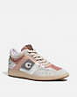 COACH®,CITYSOLE MID TOP SNEAKER,Leather,Silver/Pale Blush,Front View